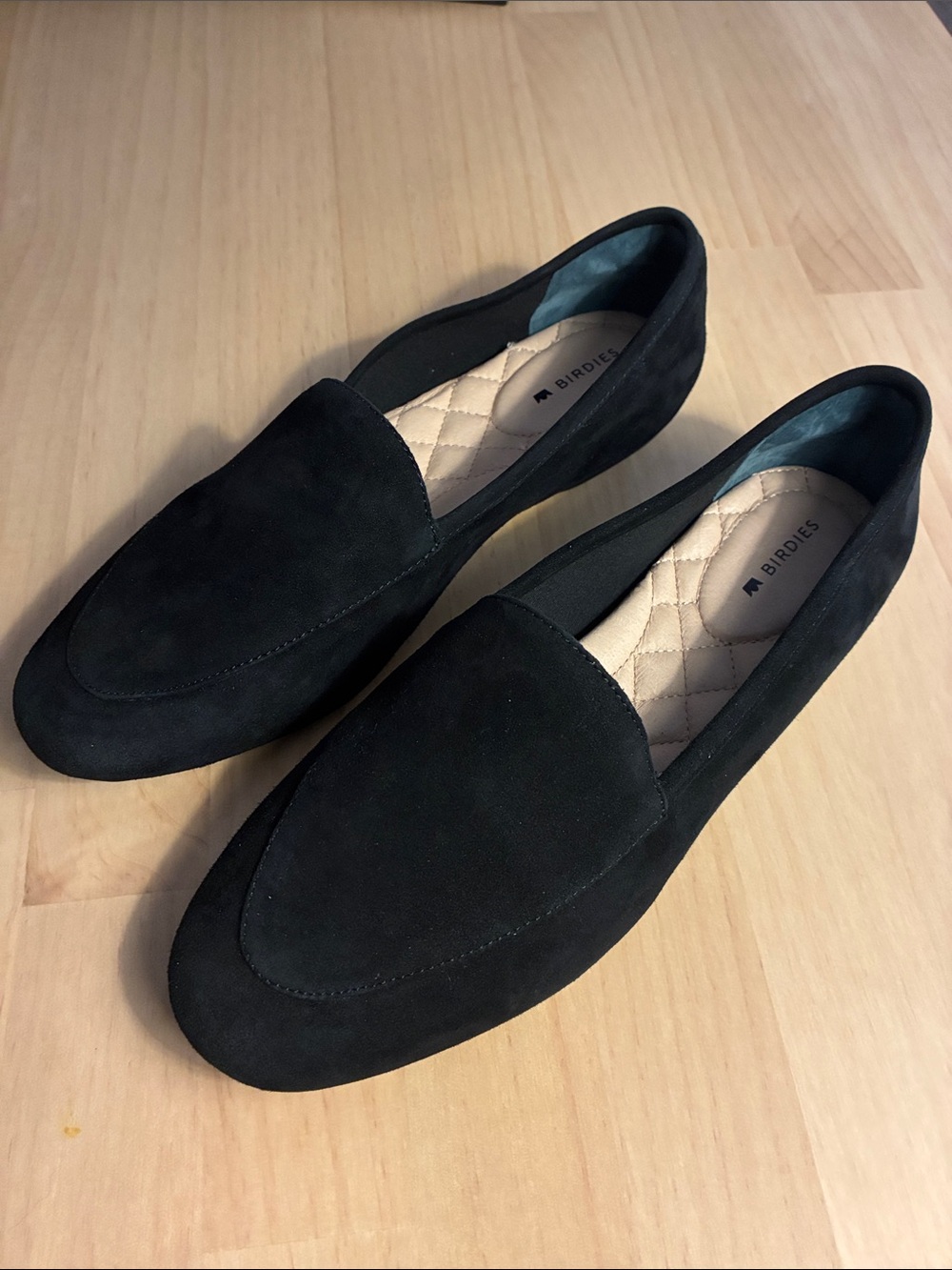 Birdies Vesper Black Suede Slip-On Loafers Women’s 6.5